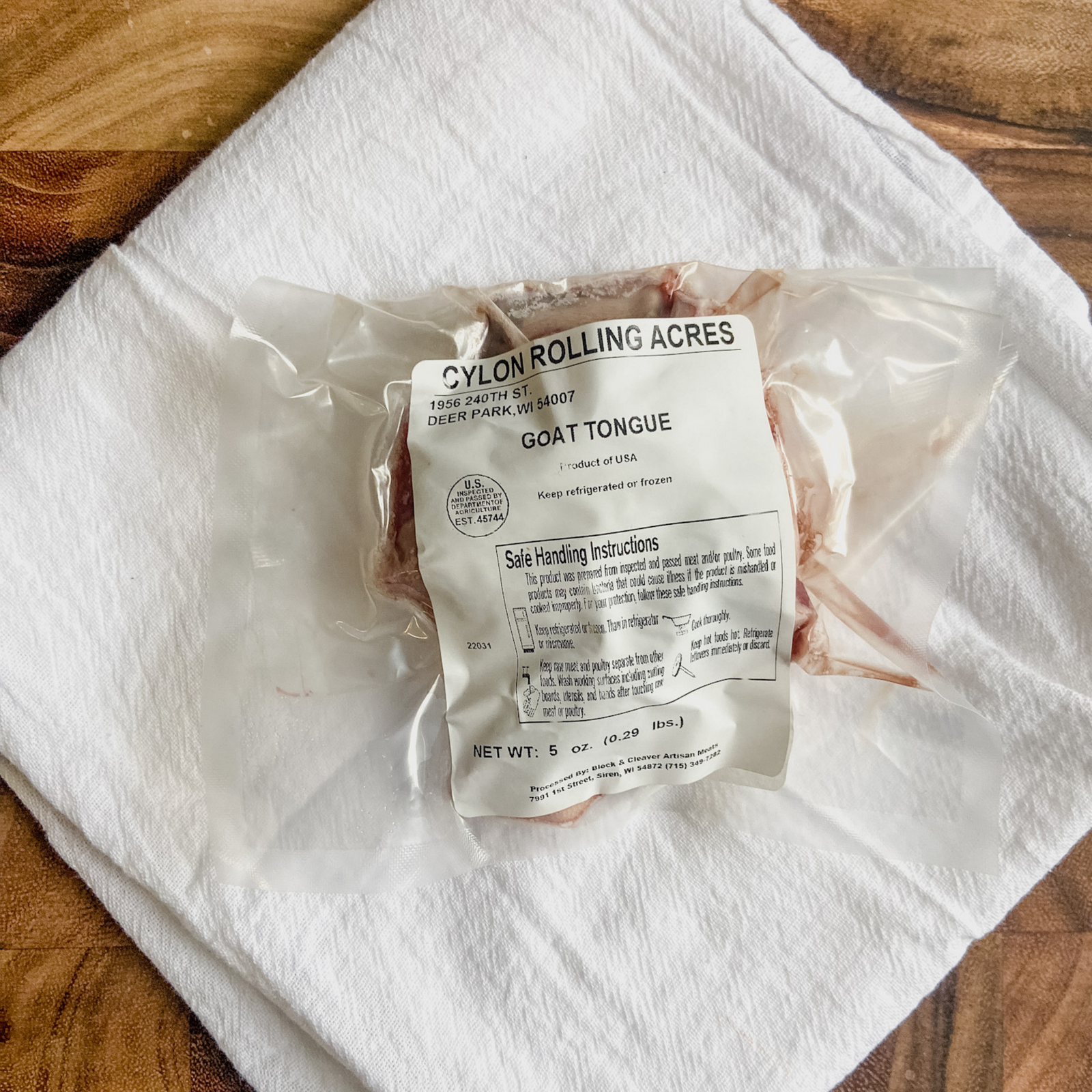 Goat tongue from farm raised goat meat.