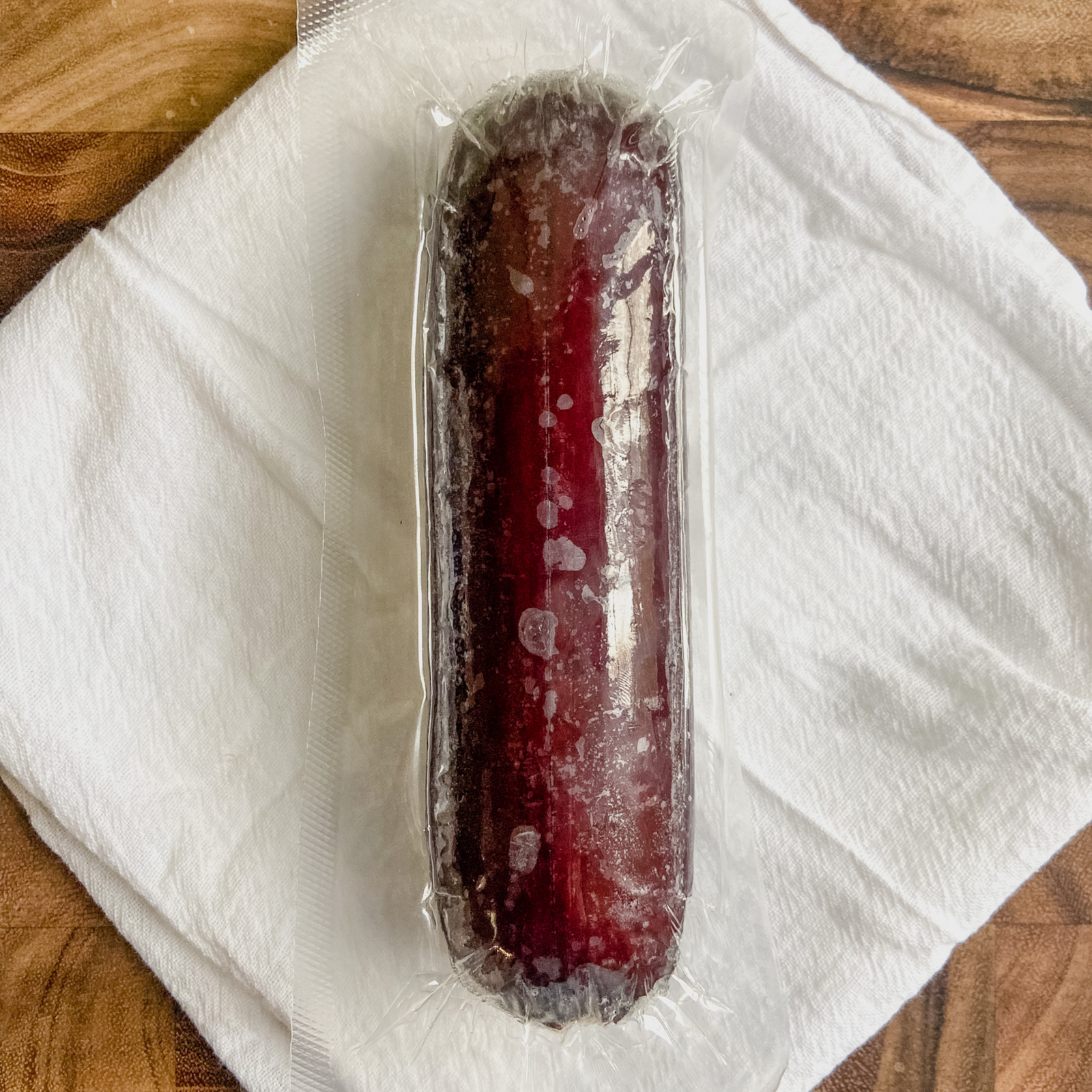 Uncured goat meat summer sausage.