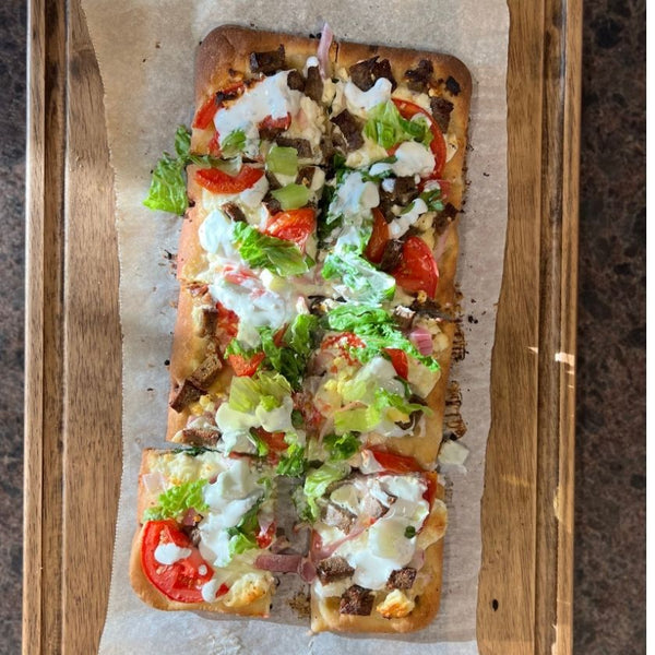 Easy Gyro Pizza with Tzatziki - Cylon Rolling Acres