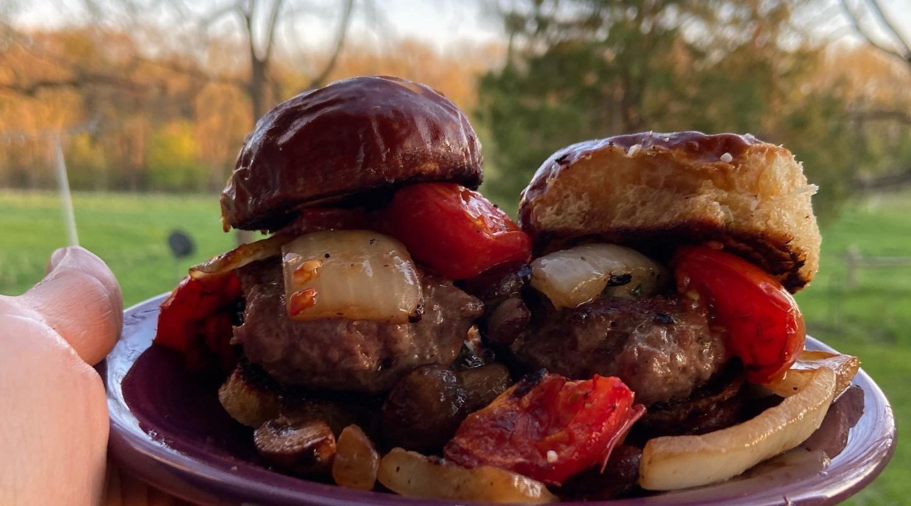 Andrew Zimmern's Goat Butter Burger with Mushrooms and Oven-Dried Tomatoes