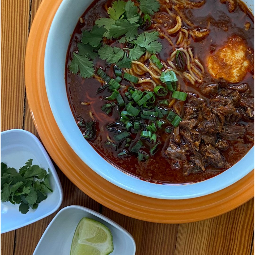 goat birria ramen