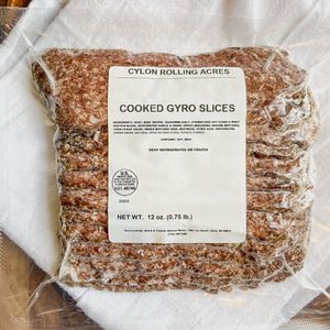 Cooked gyro slices.