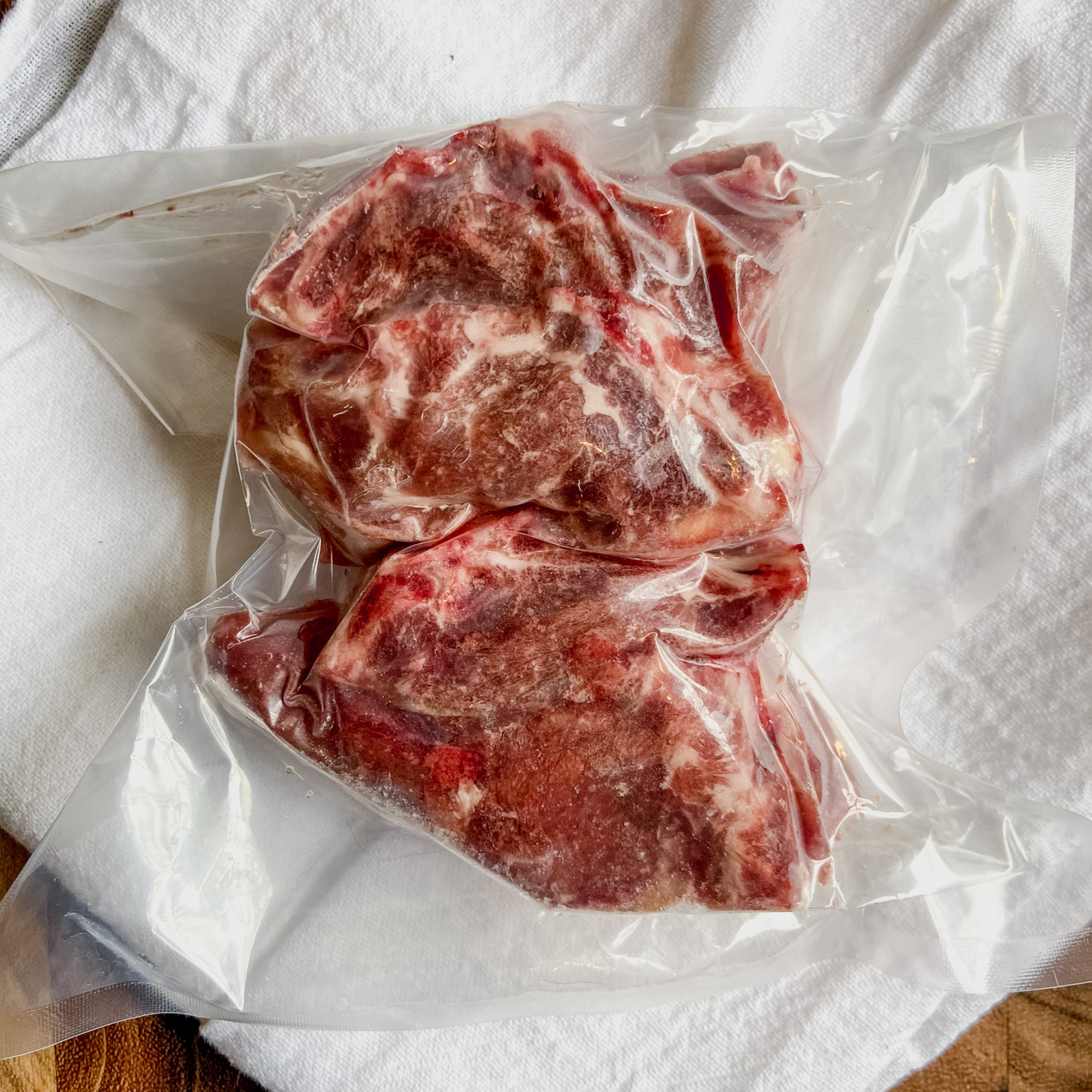 Packaged goat rib chops for sale.