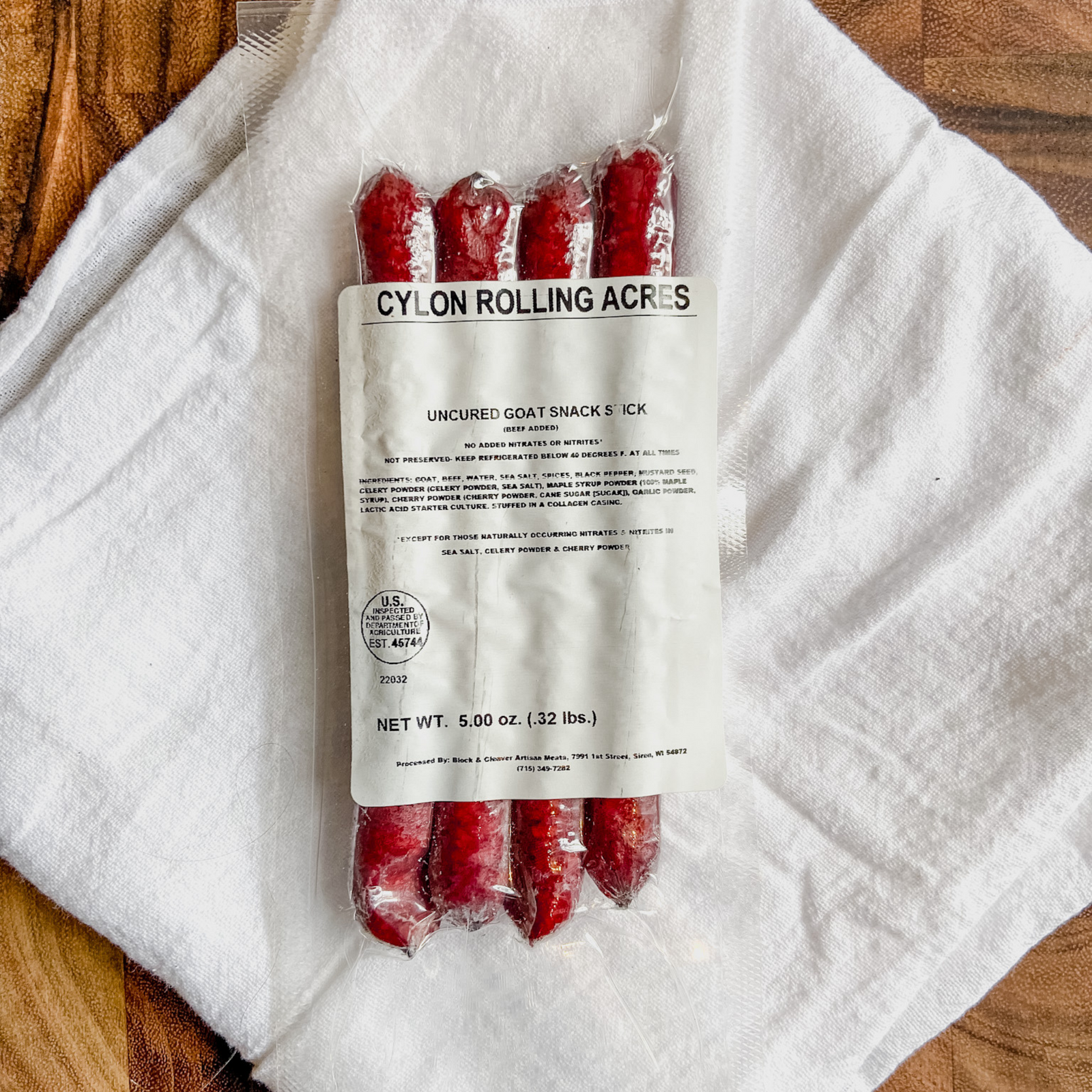 Uncured goat snack sticks.